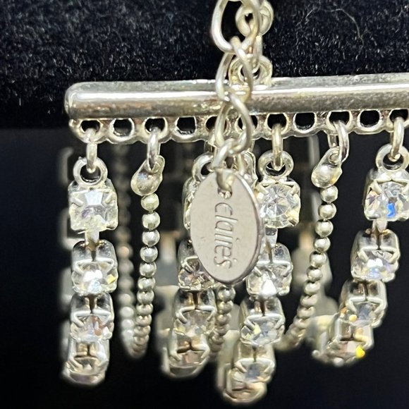 Clair's 7 Strand Silver Tone And Rhinestone Bracelet (3790) - Picture 5 of 10